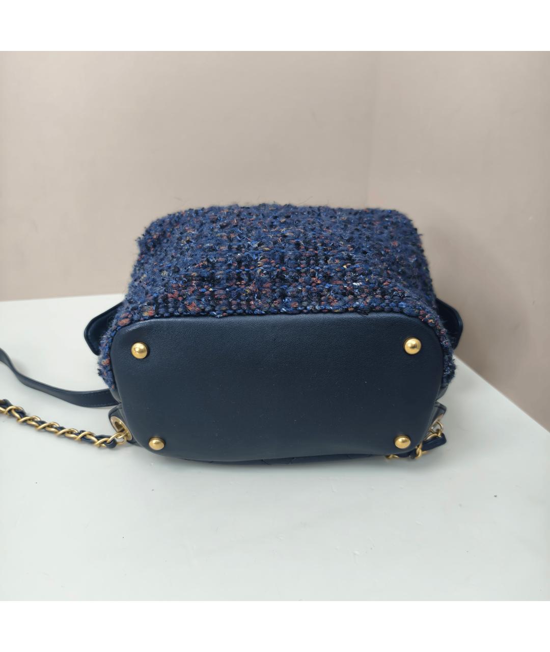 CHANEL Синий твидовый рюкзак, фото 7