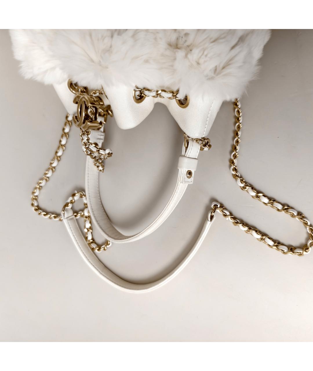 CHANEL Белая меховая сумка через плечо, фото 7