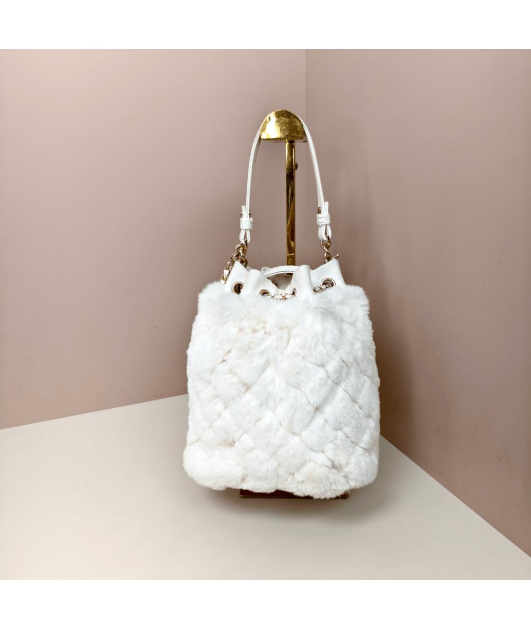 CHANEL Белая меховая сумка через плечо, фото 9
