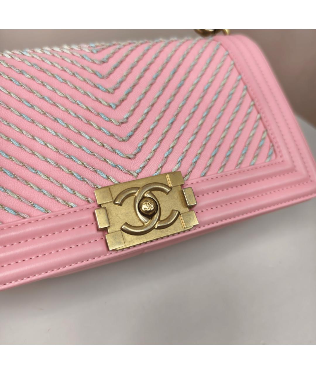 CHANEL Розовая кожаная сумка через плечо, фото 7
