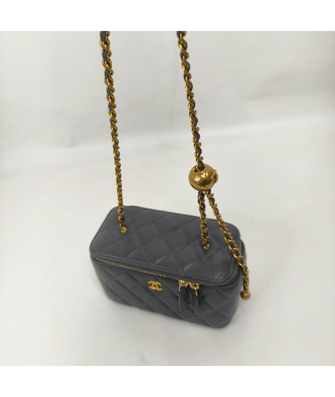 CHANEL Серая кожаная сумка через плечо, фото 3