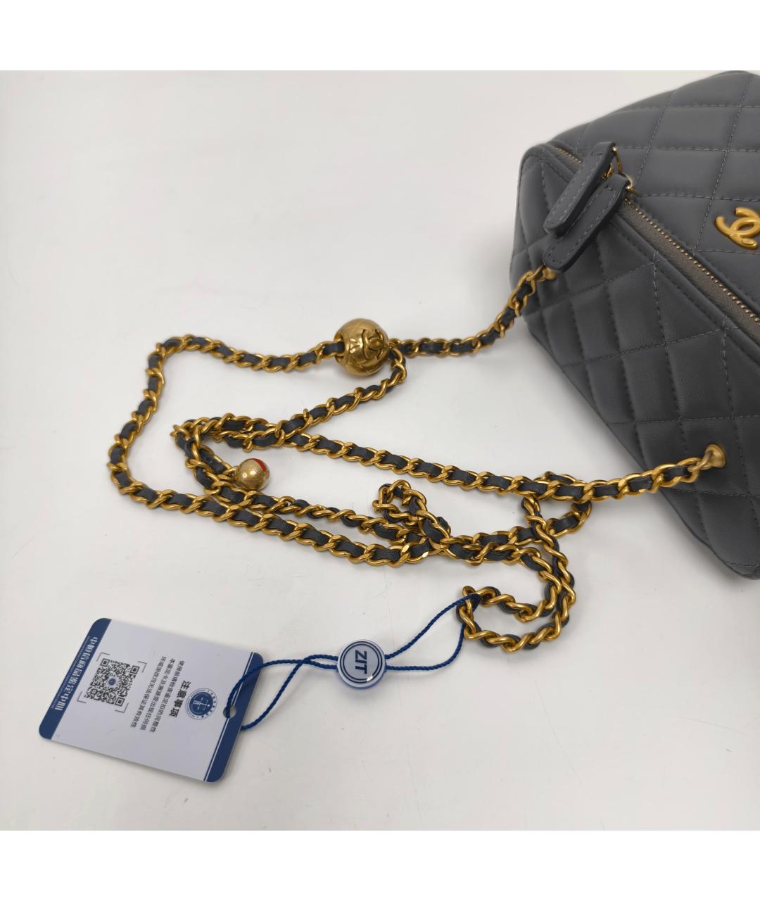 CHANEL Серая кожаная сумка через плечо, фото 2