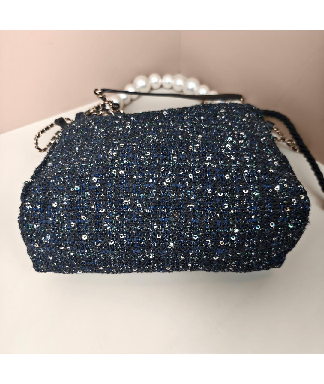 CHANEL Темно-синяя твидовая сумка через плечо, фото 8