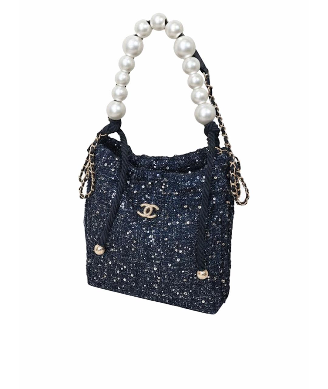 CHANEL Темно-синяя твидовая сумка через плечо, фото 1