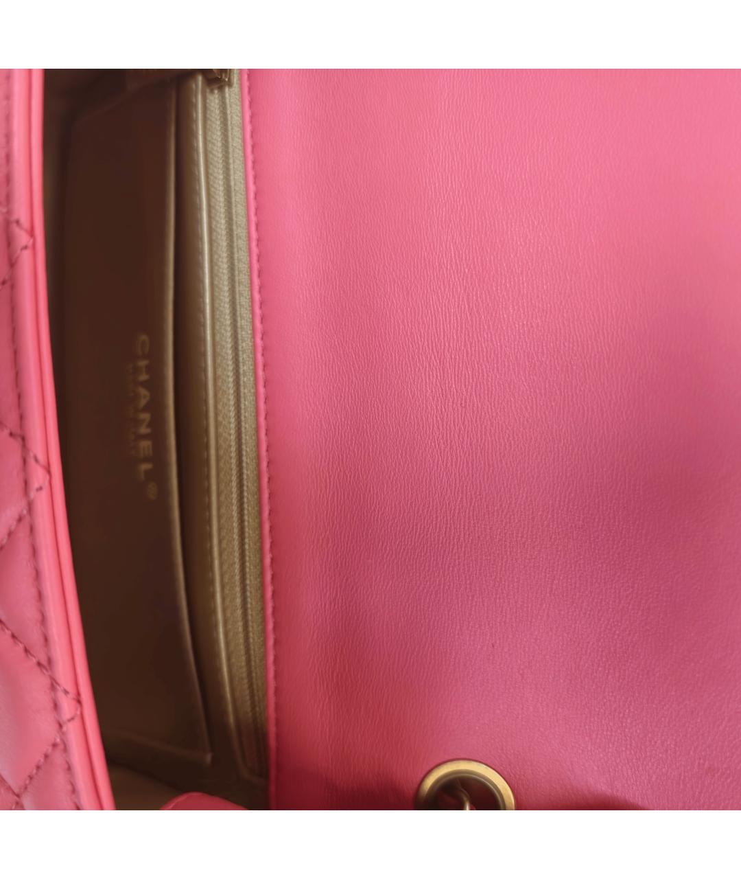 CHANEL Коралловая кожаная сумка через плечо, фото 9