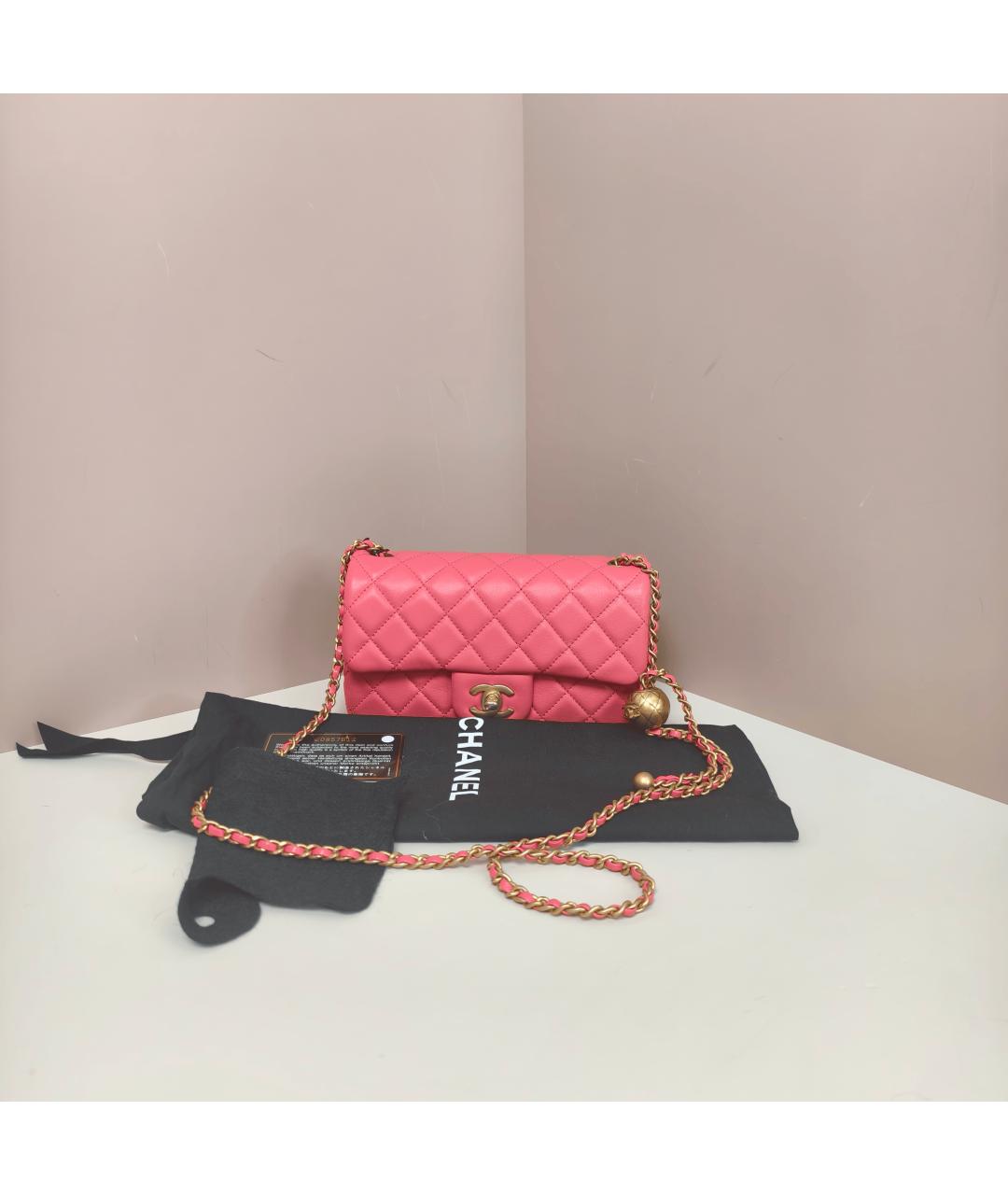 CHANEL Коралловая кожаная сумка через плечо, фото 8