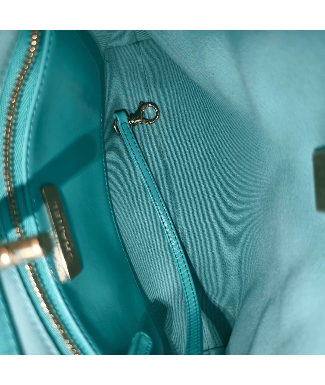CHANEL Бирюзовая кожаная сумка через плечо, фото 6