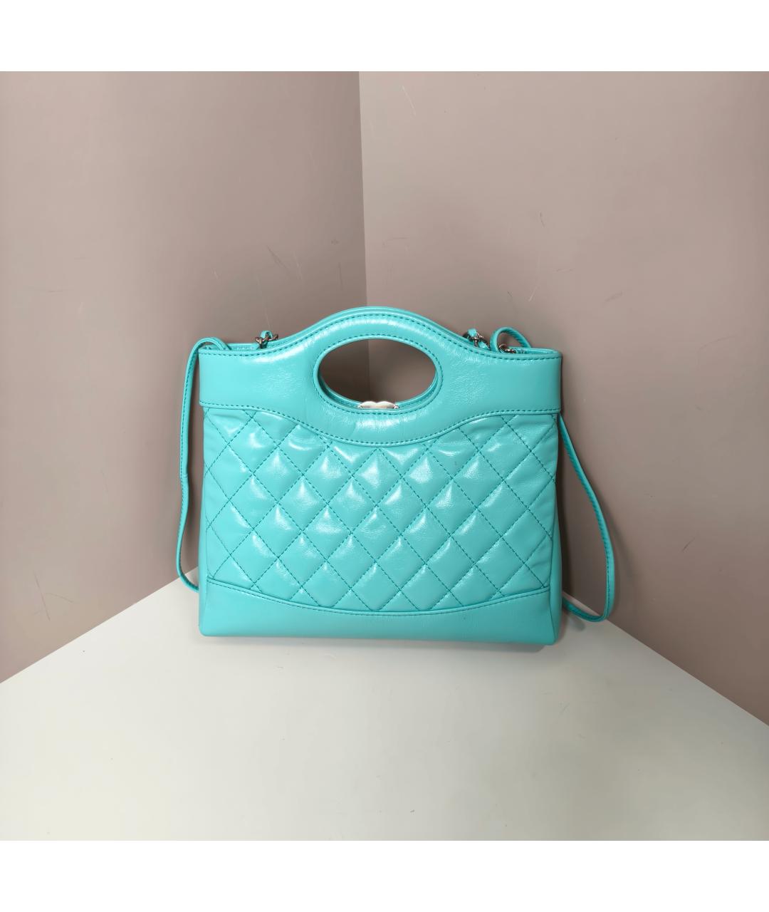 CHANEL Бирюзовая кожаная сумка через плечо, фото 8