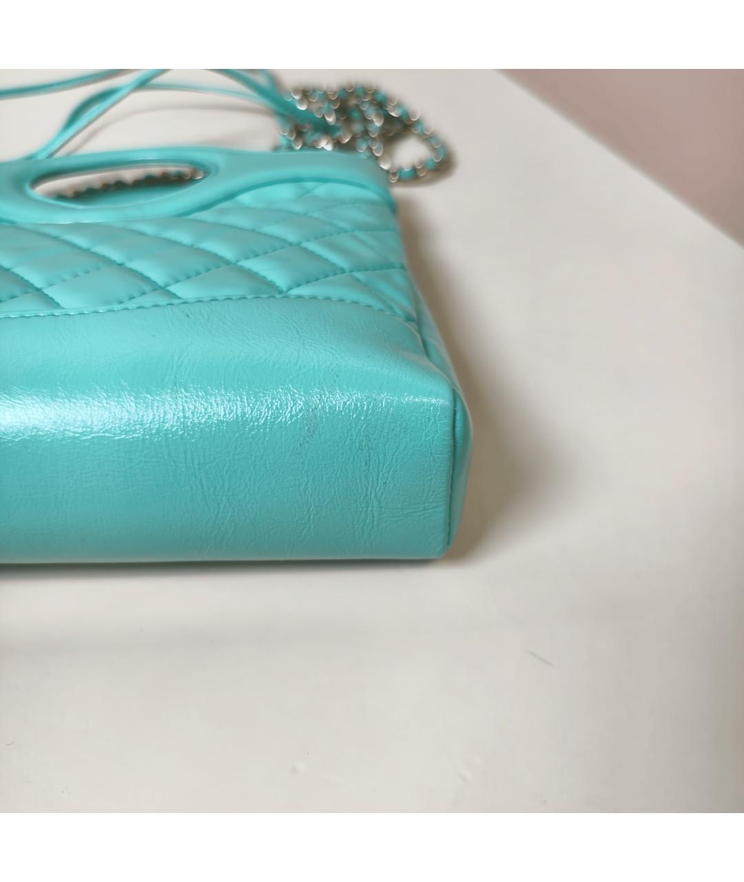 CHANEL Бирюзовая кожаная сумка через плечо, фото 2