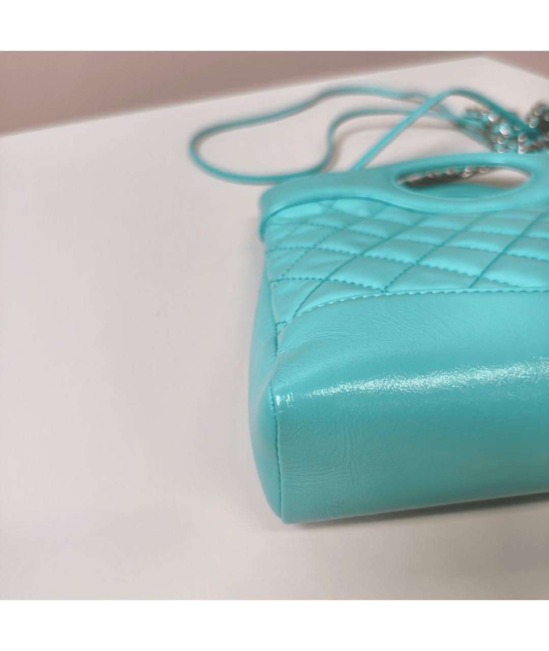 CHANEL Бирюзовая кожаная сумка через плечо, фото 4