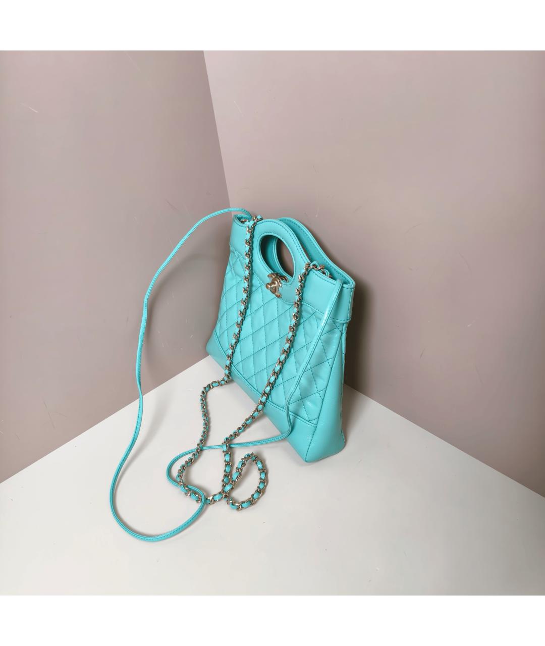 CHANEL Бирюзовая кожаная сумка через плечо, фото 7