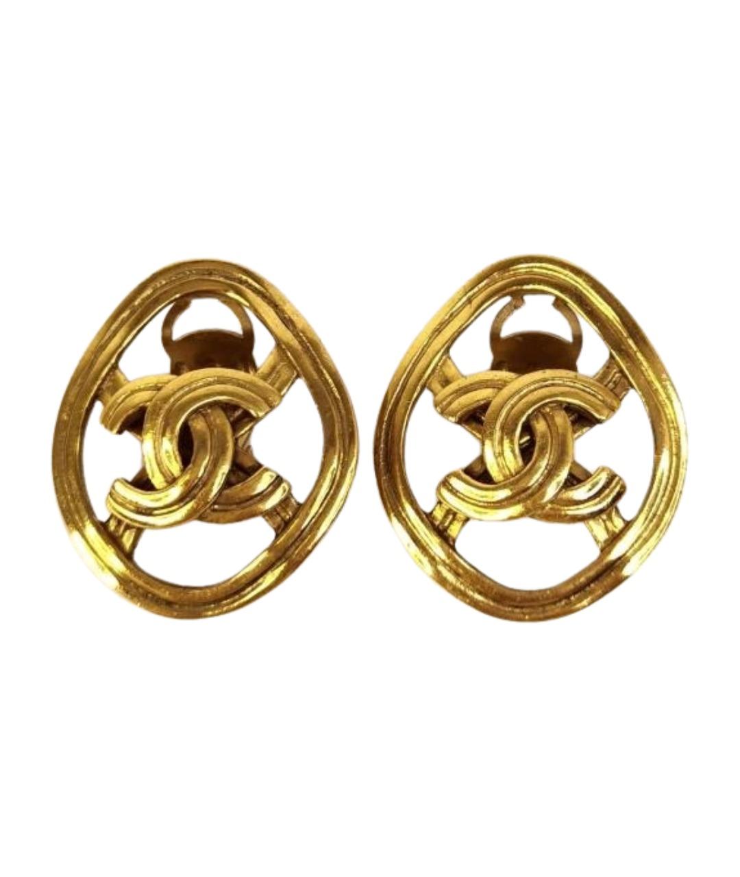 CHANEL Золотые металлические серьги, фото 1