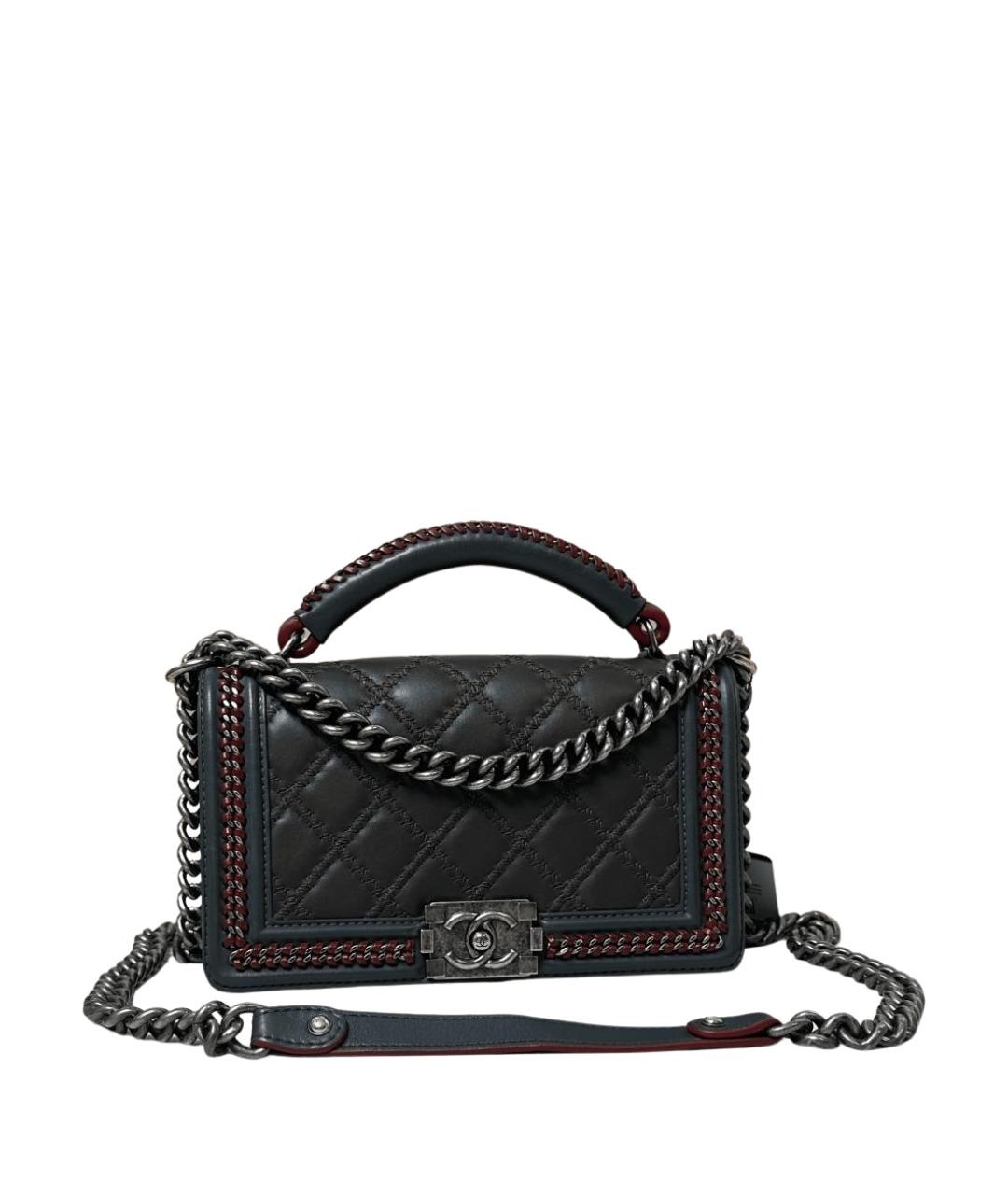 CHANEL Черная кожаная сумка с короткими ручками, фото 1