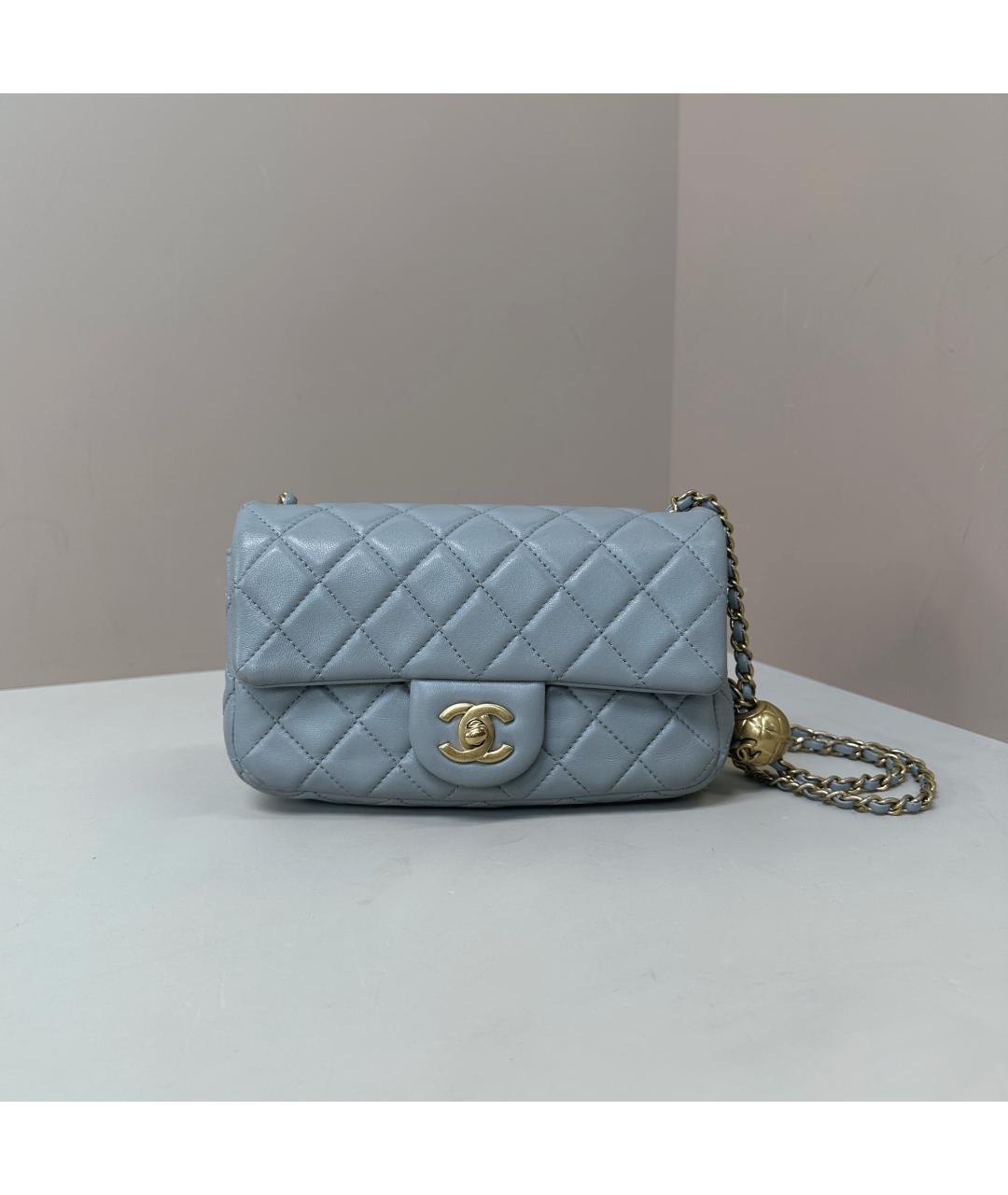 CHANEL Серая кожаная сумка через плечо, фото 8