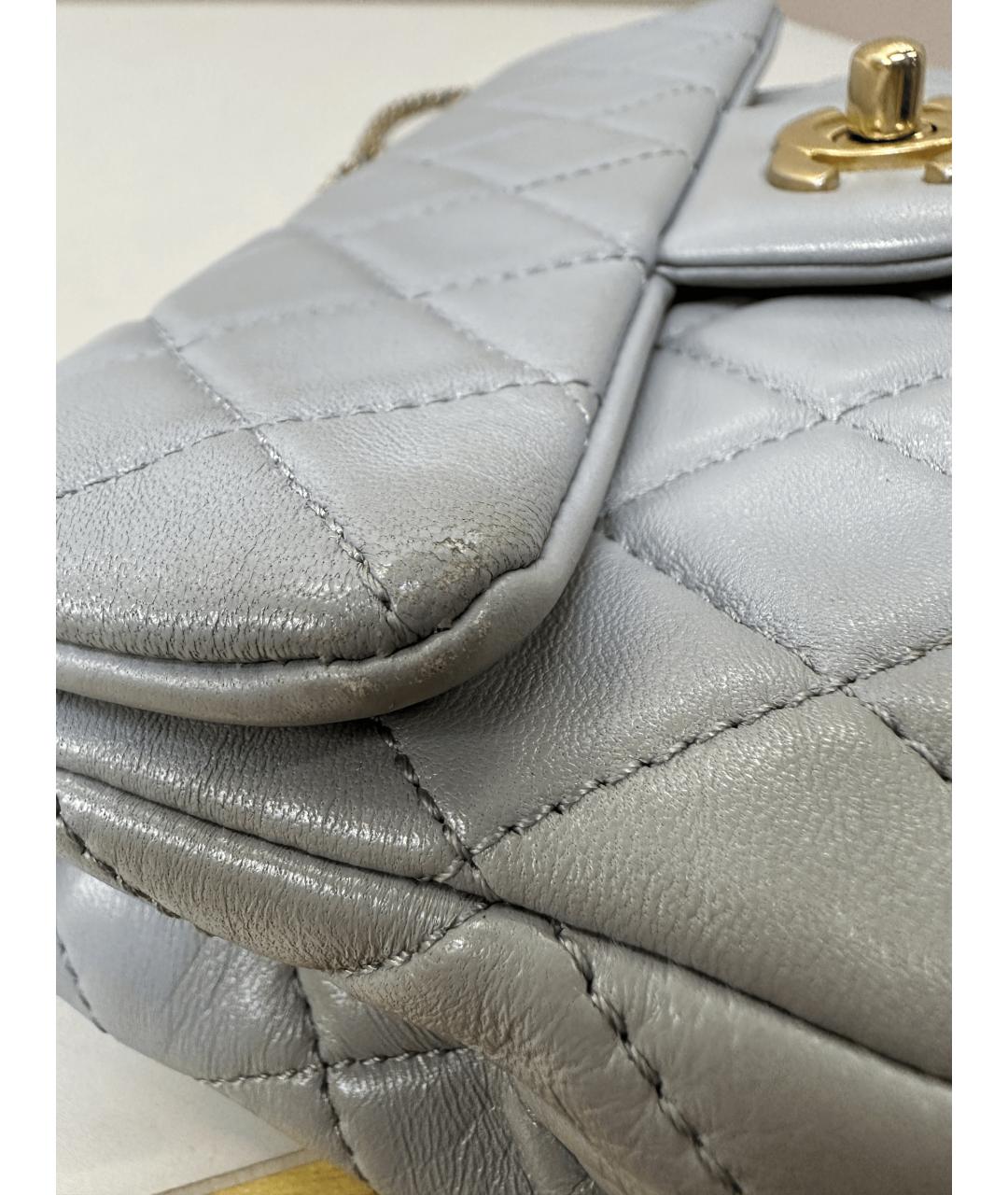 CHANEL Серая кожаная сумка через плечо, фото 4