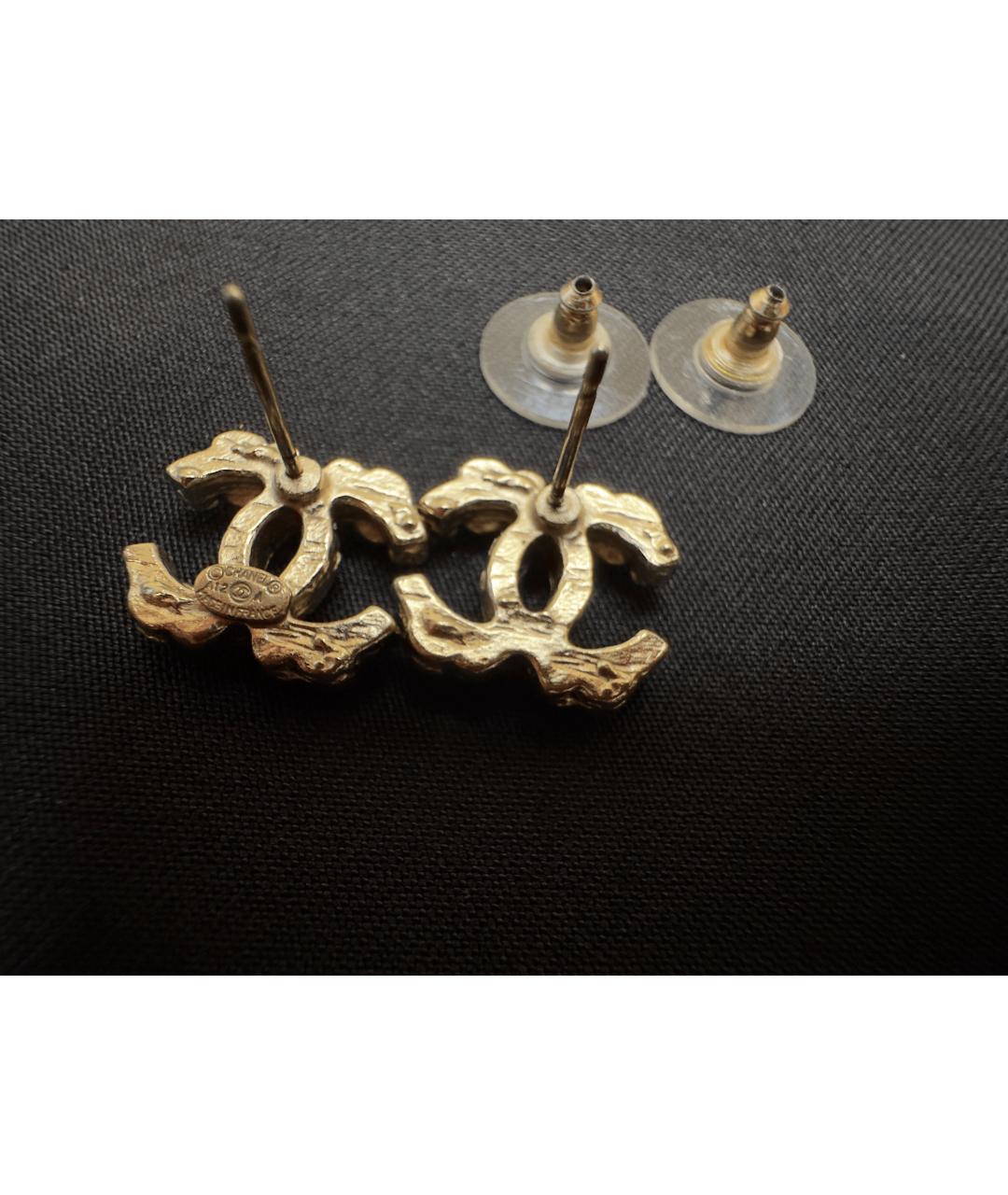CHANEL Золотые металлические серьги, фото 2