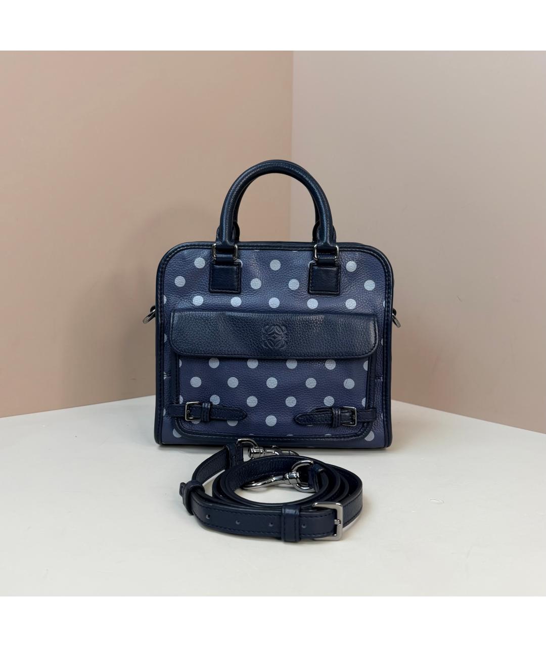 LOEWE Синяя кожаная сумка с короткими ручками, фото 9