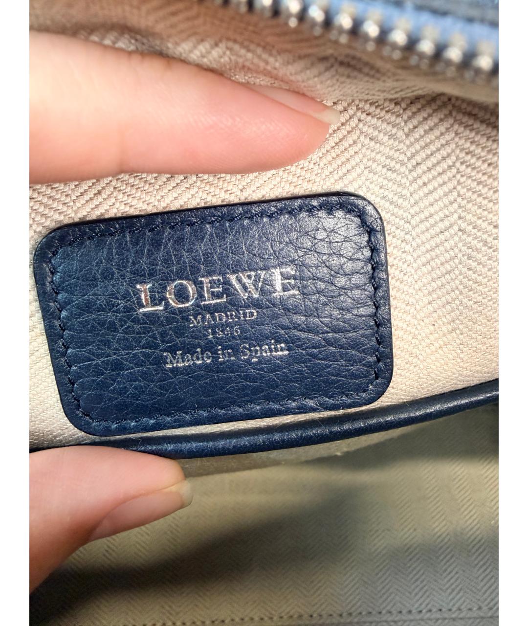 LOEWE Синяя кожаная сумка с короткими ручками, фото 3
