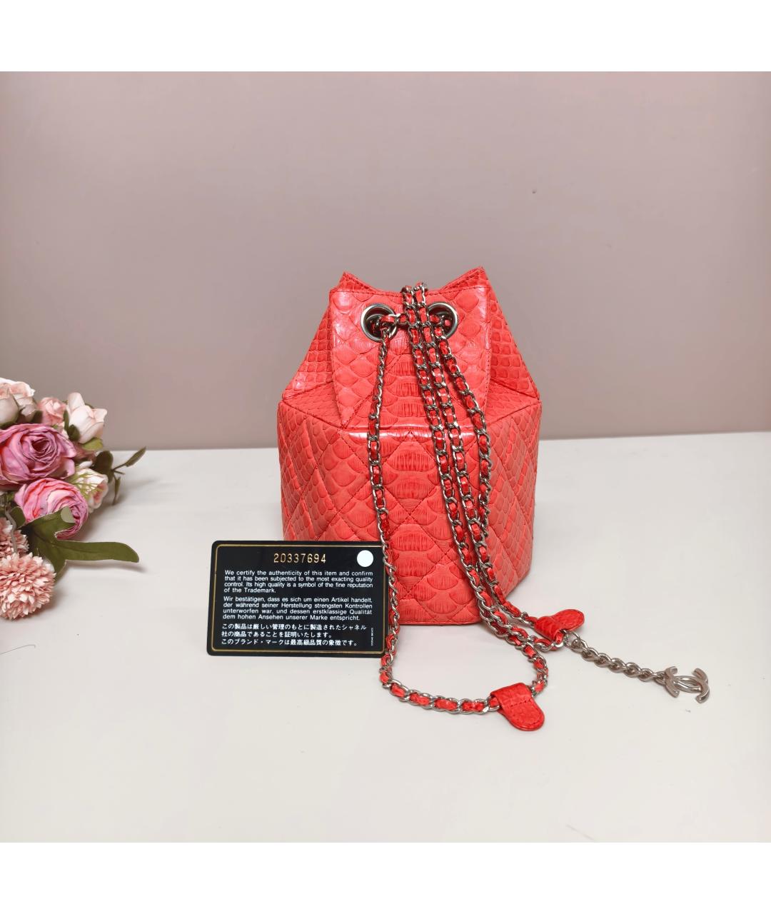 CHANEL Коралловая кожаная сумка через плечо, фото 2