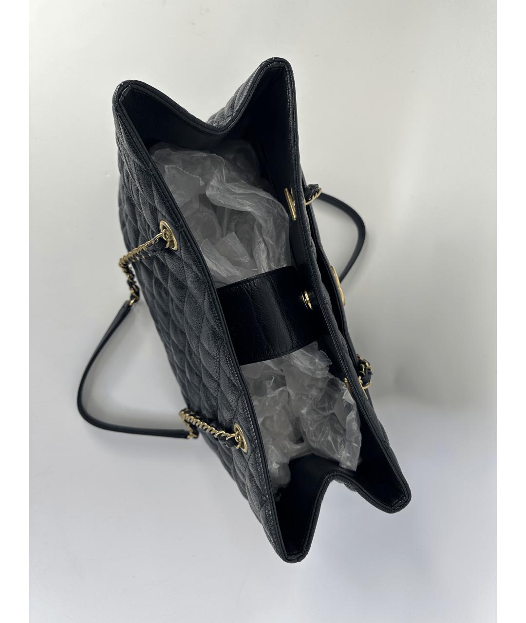 CHANEL Черная кожаная сумка тоут, фото 8