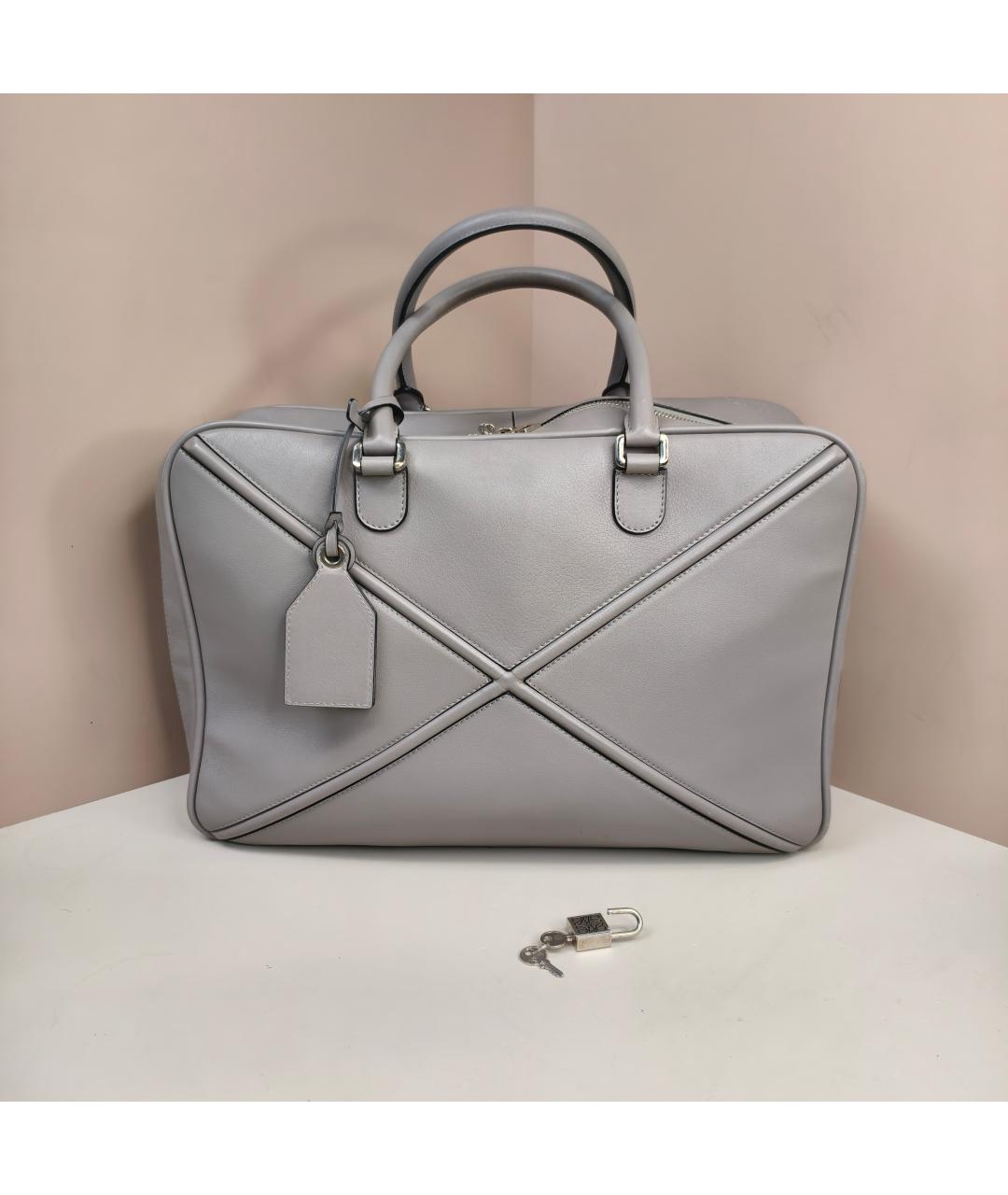 LOEWE Серебряная кожаная дорожная/спортивная сумка, фото 10