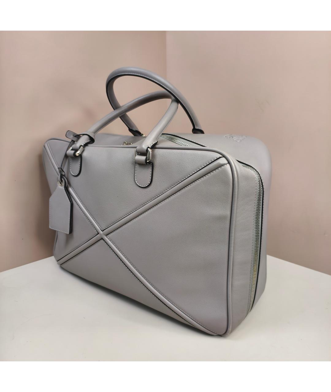 LOEWE Серебряная кожаная дорожная/спортивная сумка, фото 4