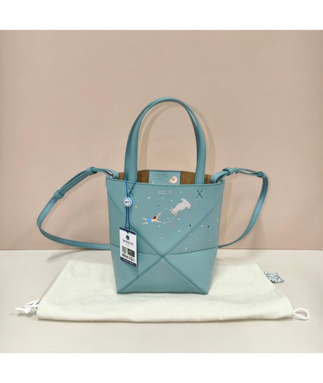 LOEWE Голубая кожаная сумка через плечо, фото 10