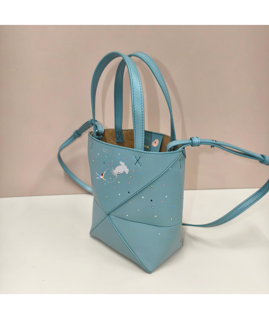 LOEWE Голубая кожаная сумка через плечо, фото 6