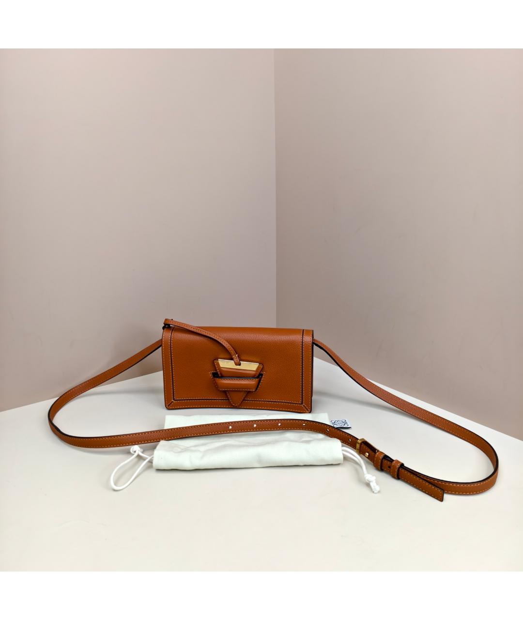 LOEWE Коричневая кожаная сумка через плечо, фото 3