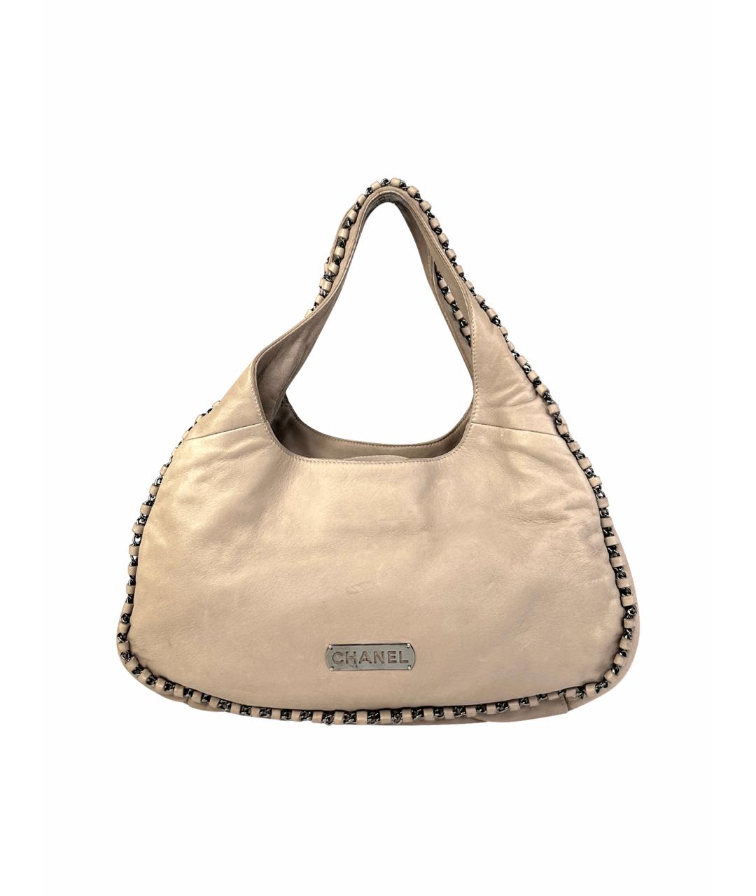CHANEL Бежевая кожаная сумка через плечо, фото 1