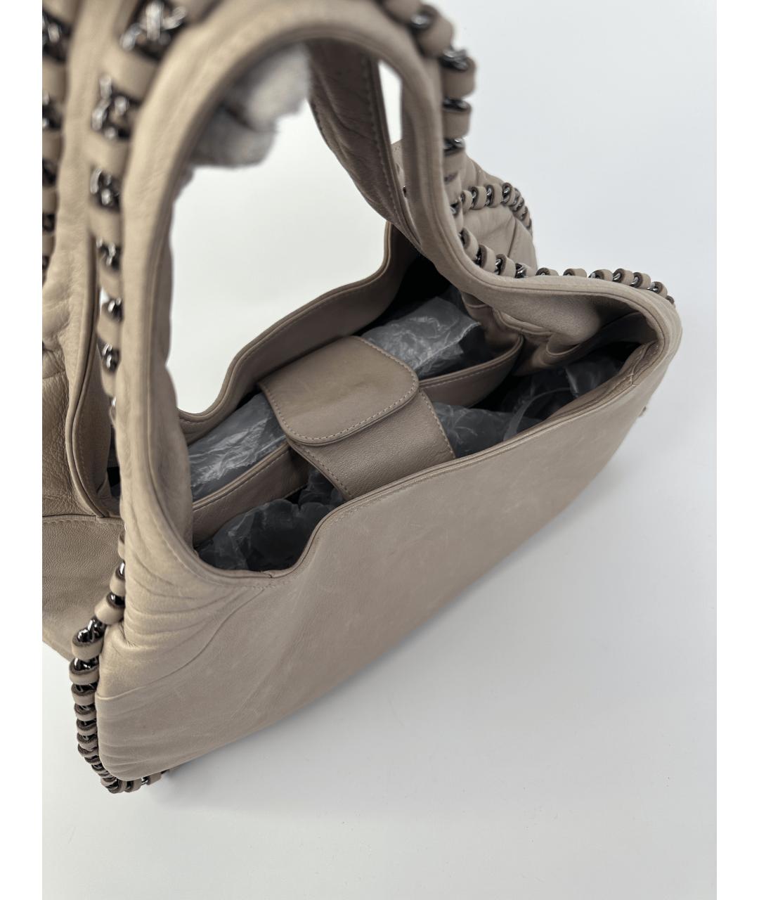 CHANEL Бежевая кожаная сумка через плечо, фото 8