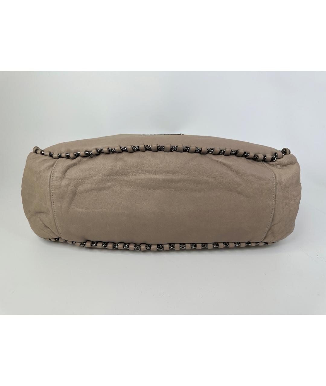 CHANEL Бежевая кожаная сумка через плечо, фото 9