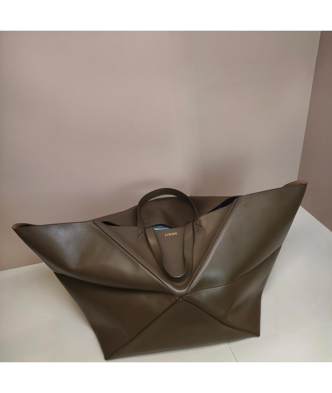 LOEWE Коричневая кожаная сумка тоут, фото 9