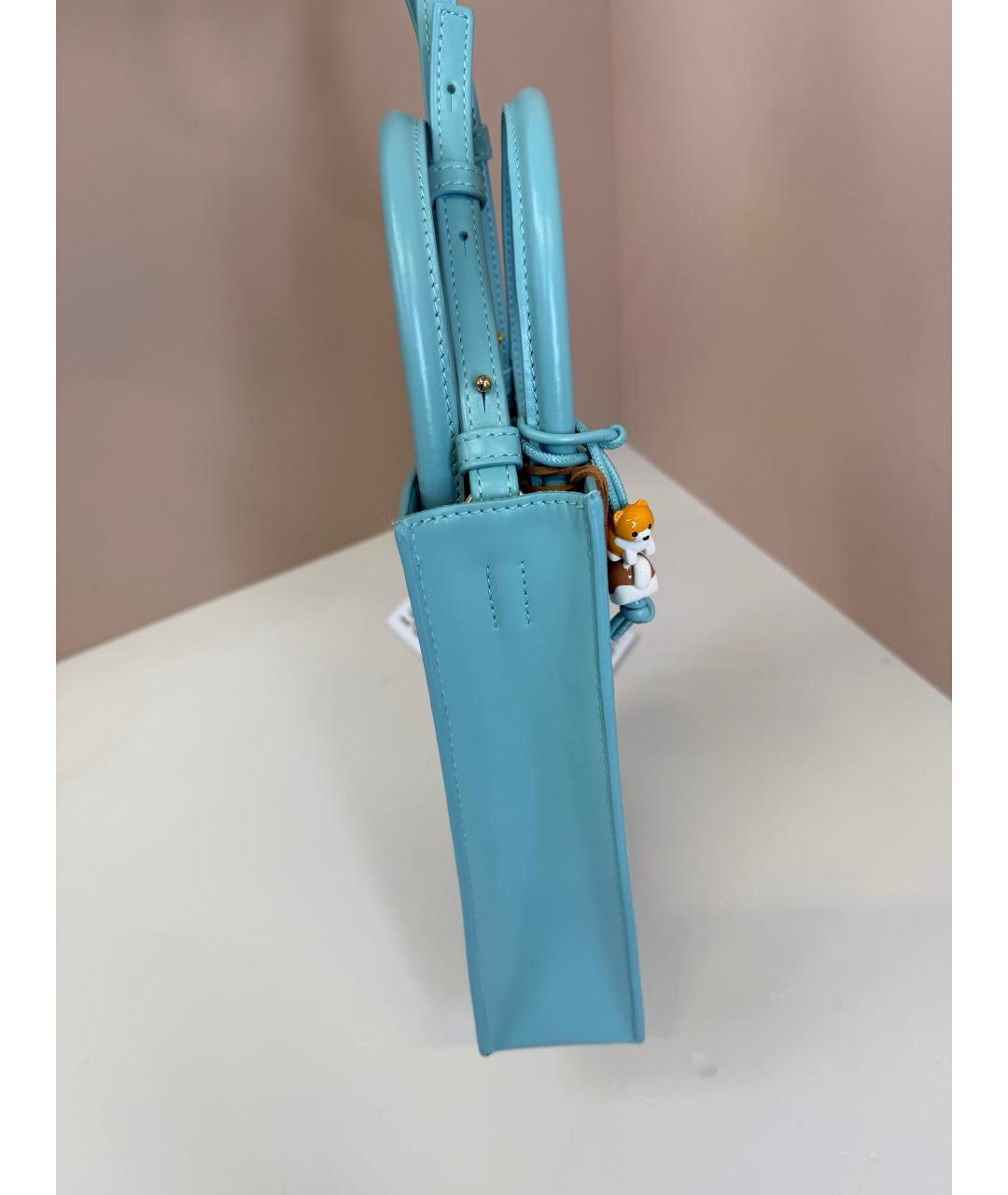 LOEWE Голубая кожаная сумка с короткими ручками, фото 2