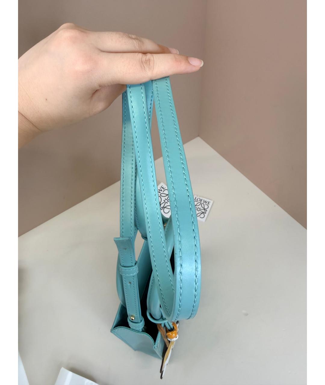 LOEWE Голубая кожаная сумка с короткими ручками, фото 8