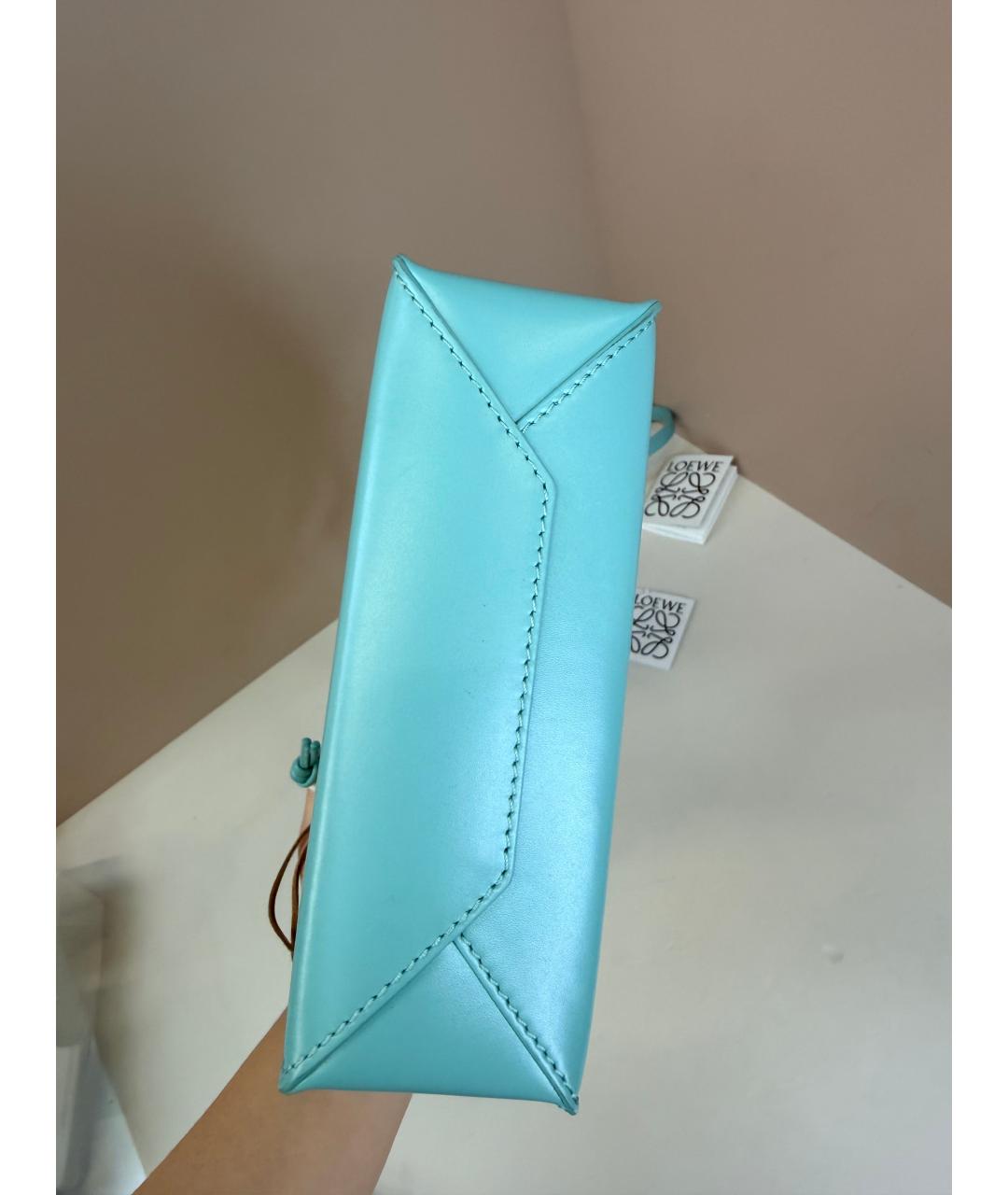LOEWE Голубая кожаная сумка с короткими ручками, фото 5