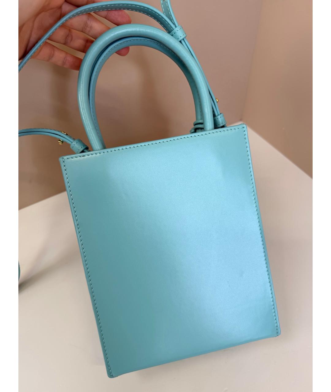 LOEWE Голубая кожаная сумка с короткими ручками, фото 6