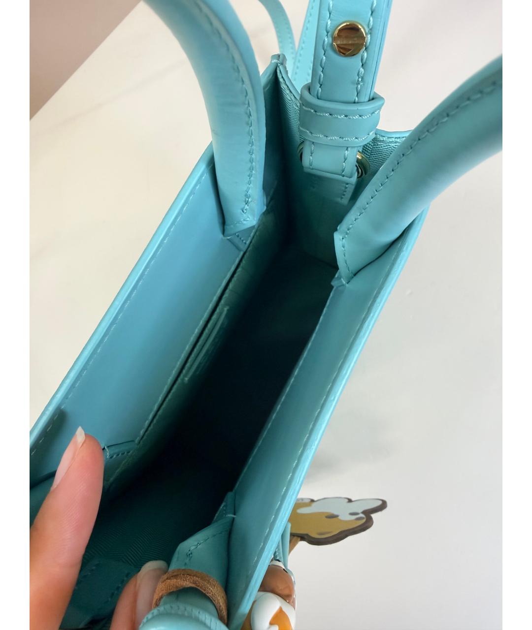 LOEWE Голубая кожаная сумка с короткими ручками, фото 9