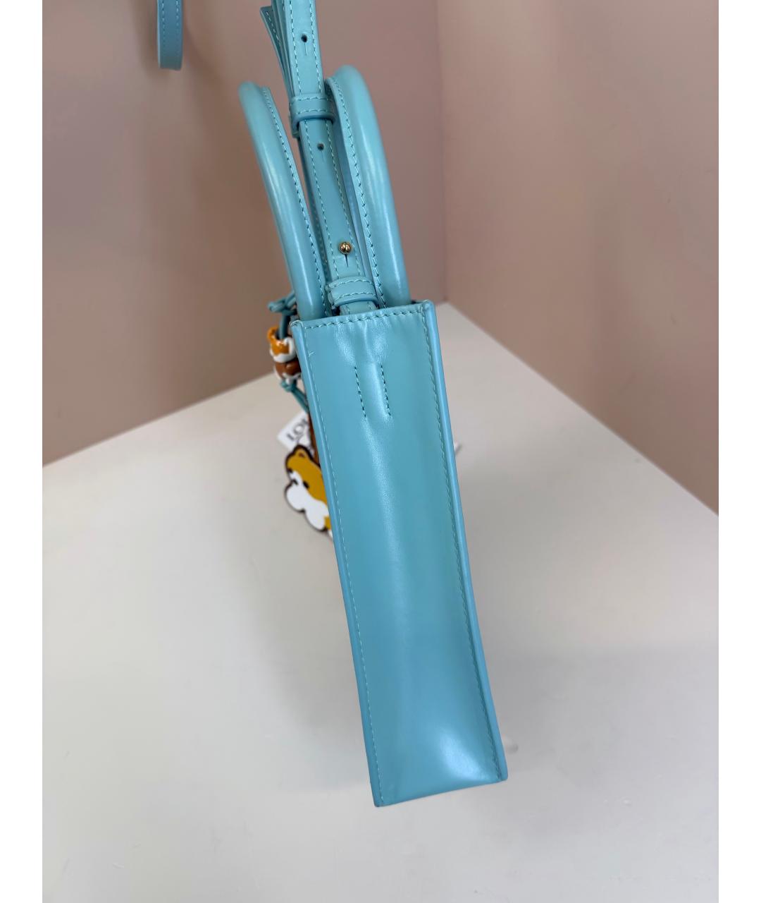 LOEWE Голубая кожаная сумка с короткими ручками, фото 7