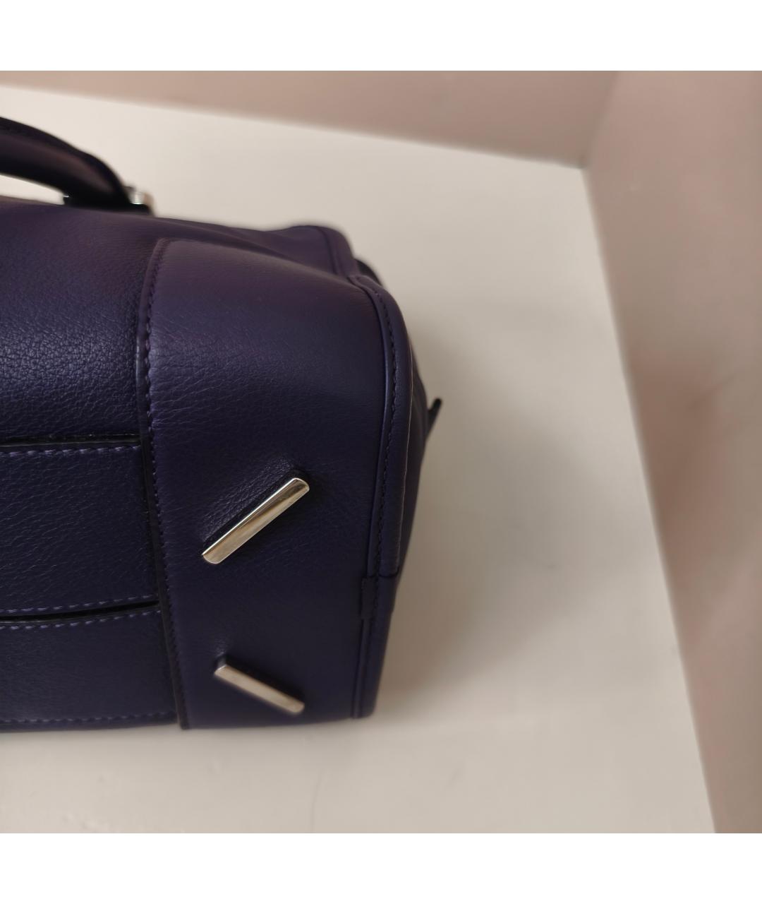 LOEWE Темно-синяя кожаная сумка с короткими ручками, фото 3