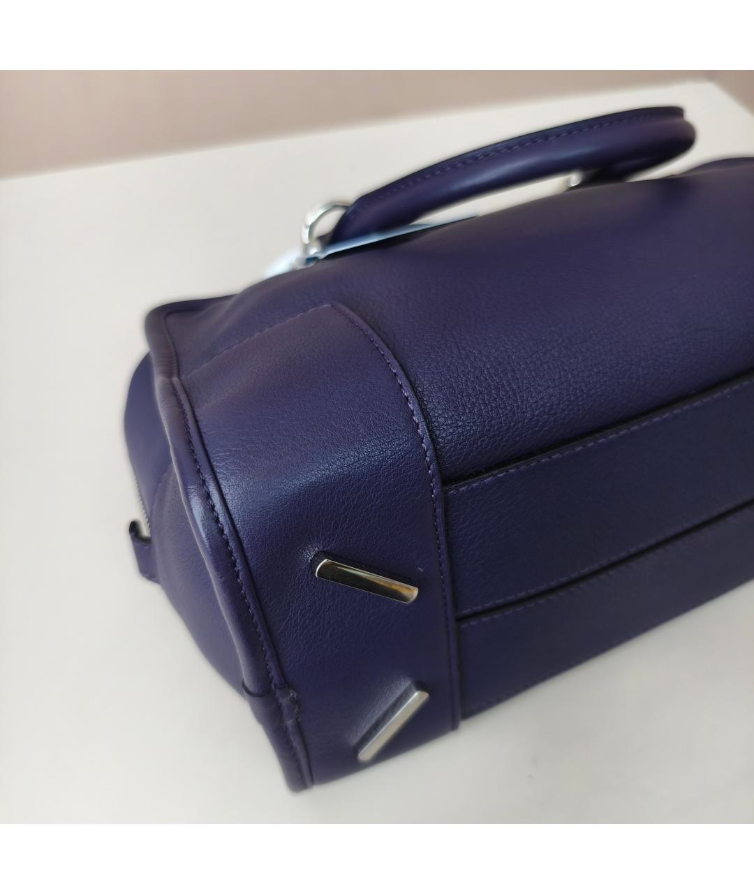 LOEWE Темно-синяя кожаная сумка с короткими ручками, фото 8