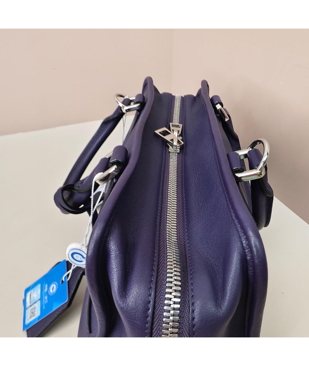 LOEWE Темно-синяя кожаная сумка с короткими ручками, фото 5