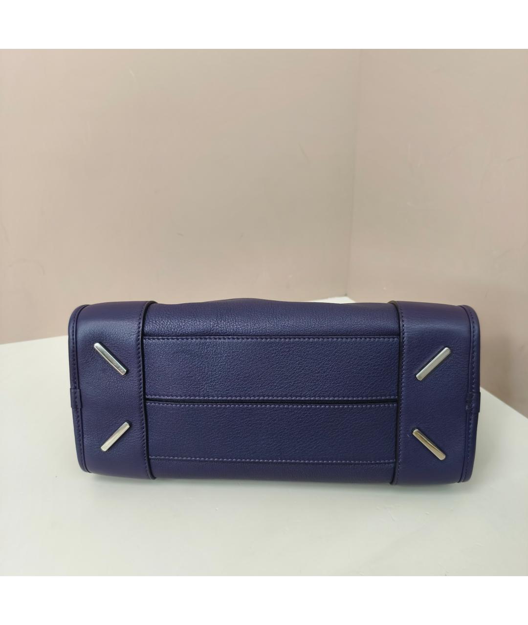 LOEWE Темно-синяя кожаная сумка с короткими ручками, фото 2