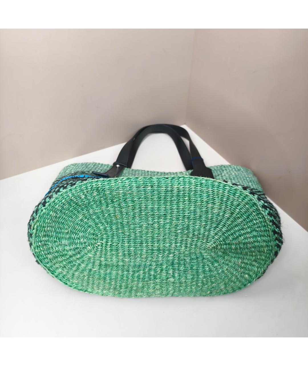 LOEWE Зеленая пелетеная сумка тоут, фото 5