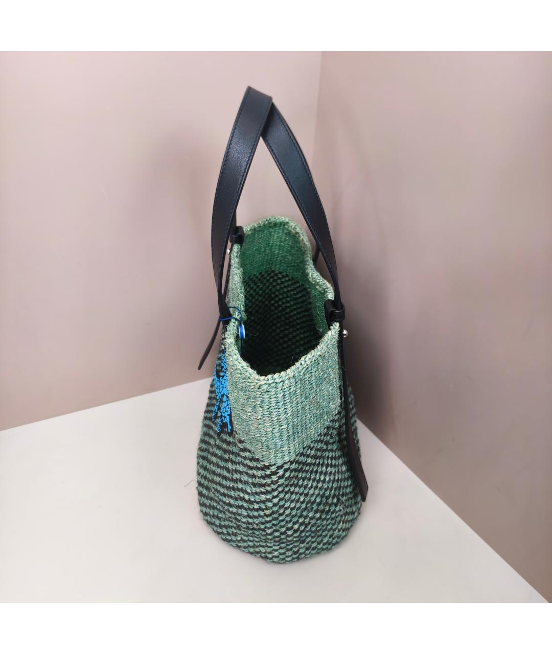 LOEWE Зеленая пелетеная сумка тоут, фото 4