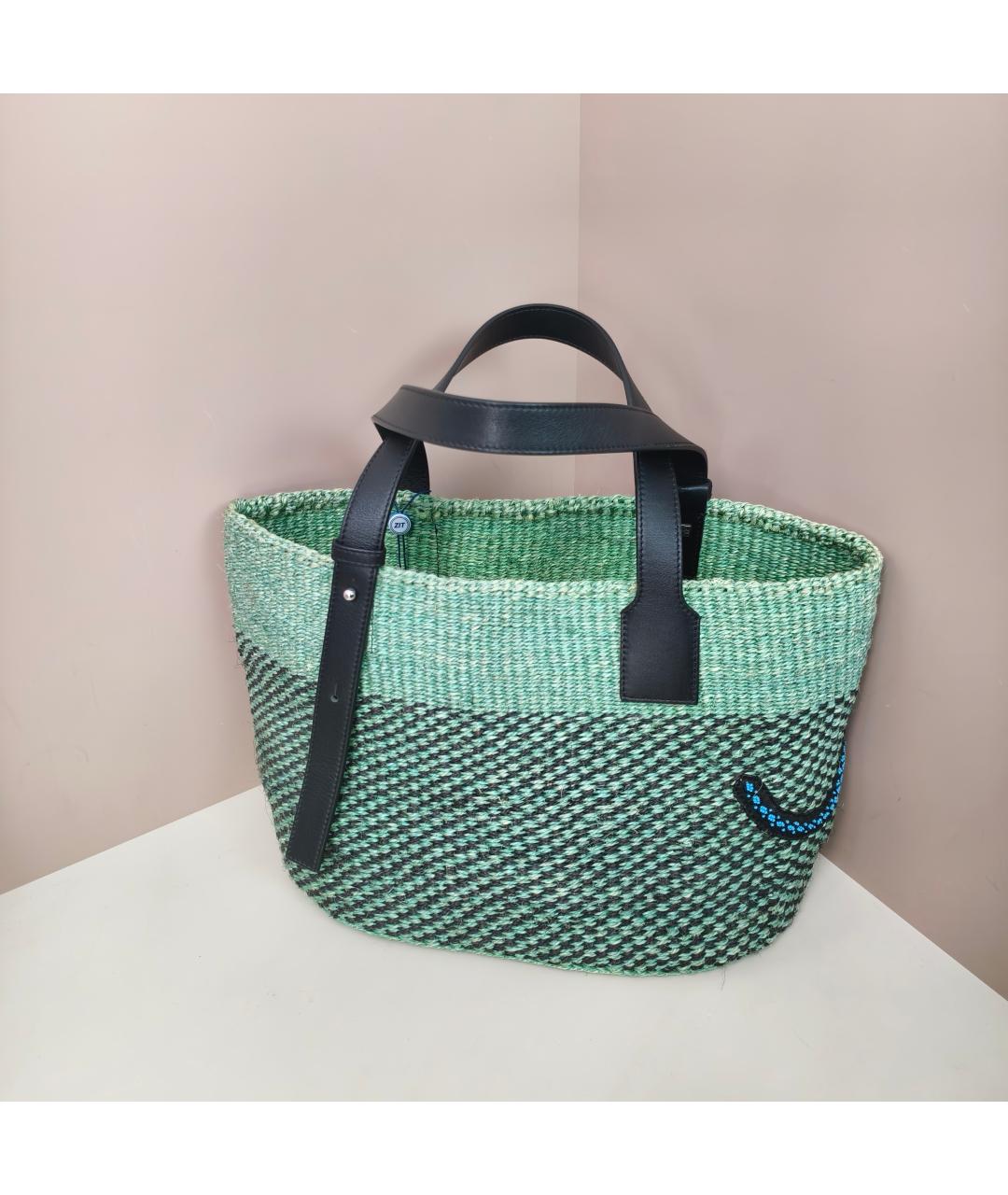 LOEWE Зеленая пелетеная сумка тоут, фото 10