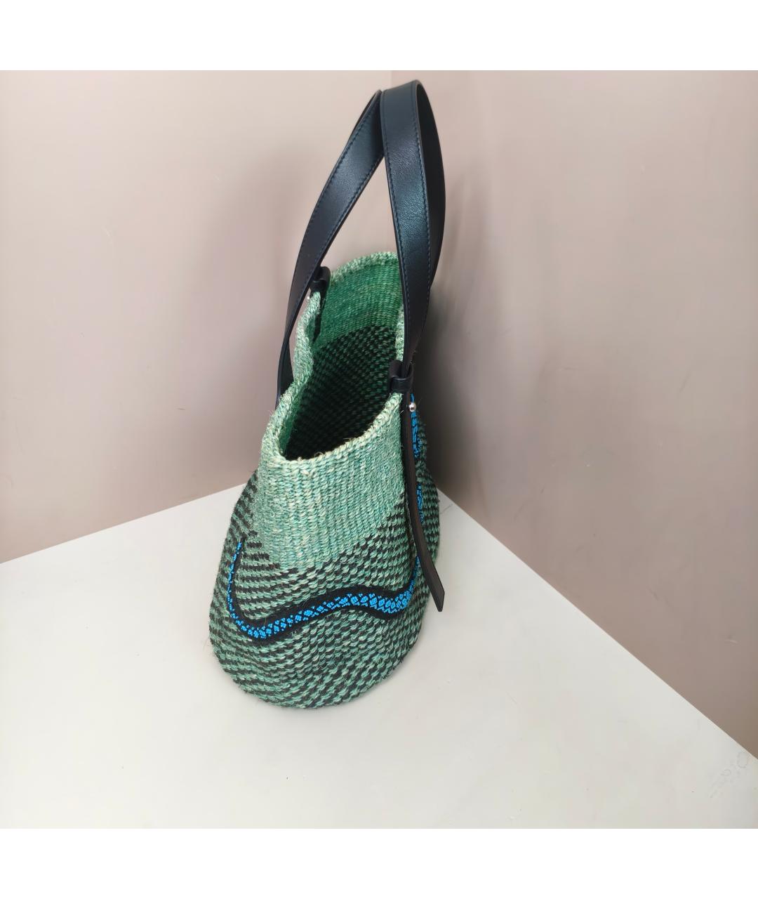 LOEWE Зеленая пелетеная сумка тоут, фото 9