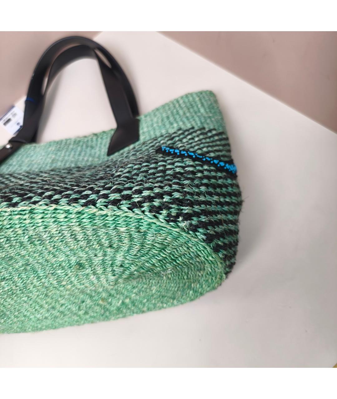 LOEWE Зеленая пелетеная сумка тоут, фото 7