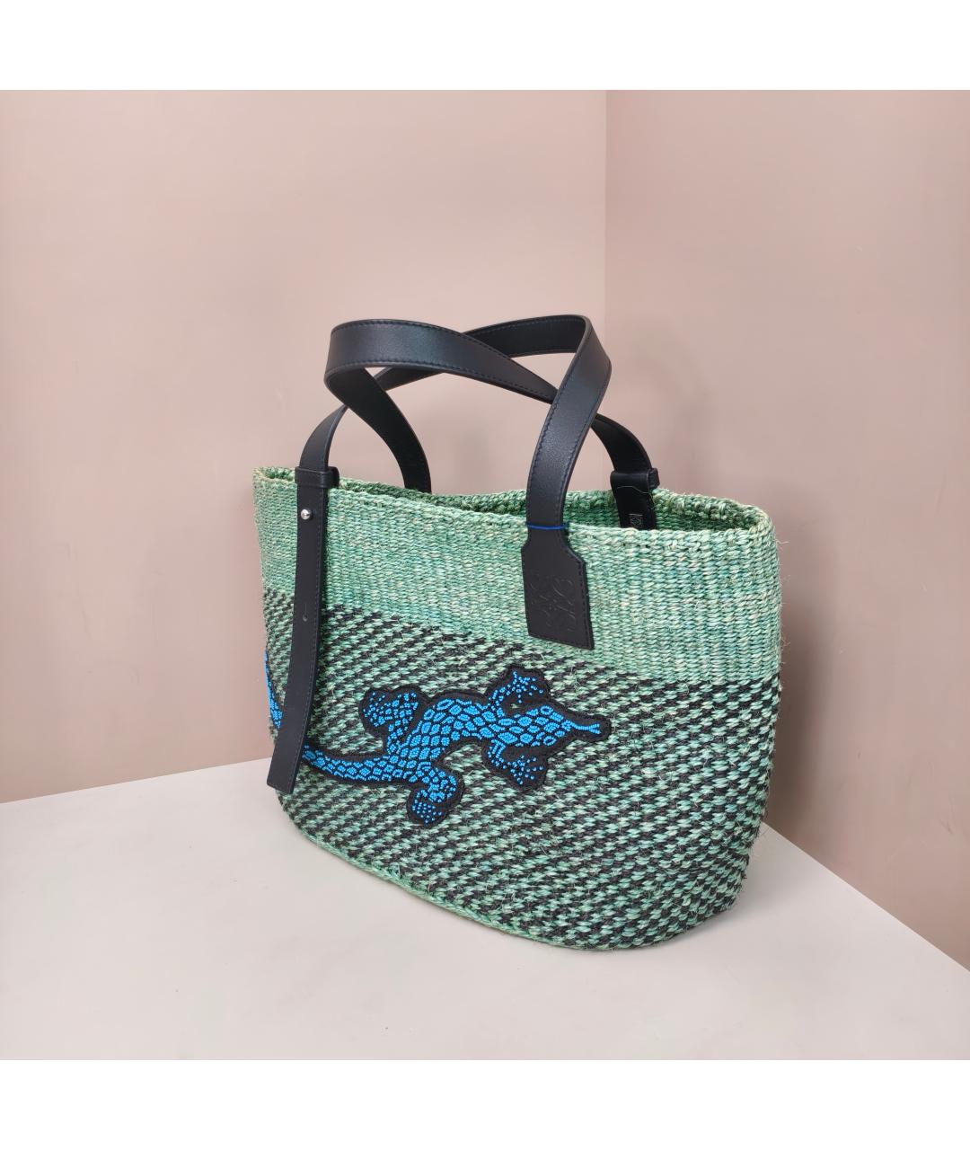 LOEWE Зеленая пелетеная сумка тоут, фото 8