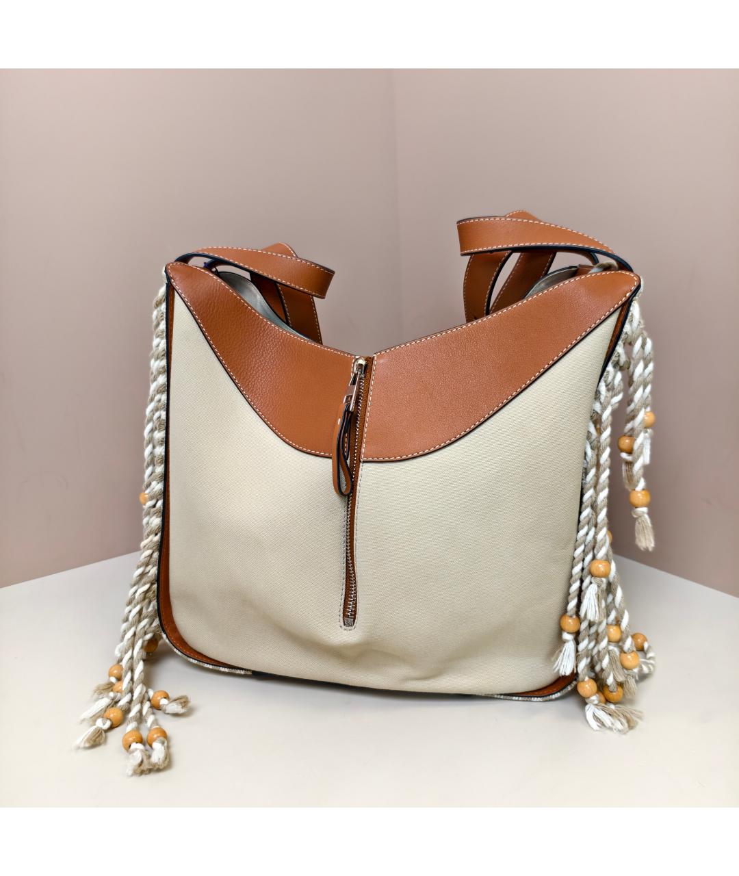 LOEWE Бежевая кожаная сумка через плечо, фото 10